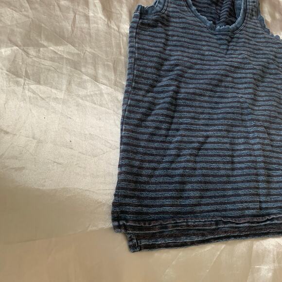 Anthropologie Pilcro XS Striped Tank Top Navy Blue Cotton Casual Distressed Knit - Picture 14 of 14